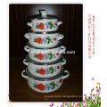5 sets enamel pots with hollow handle and flower decals
5 sets enamel pots with hollow handle and flower decals 